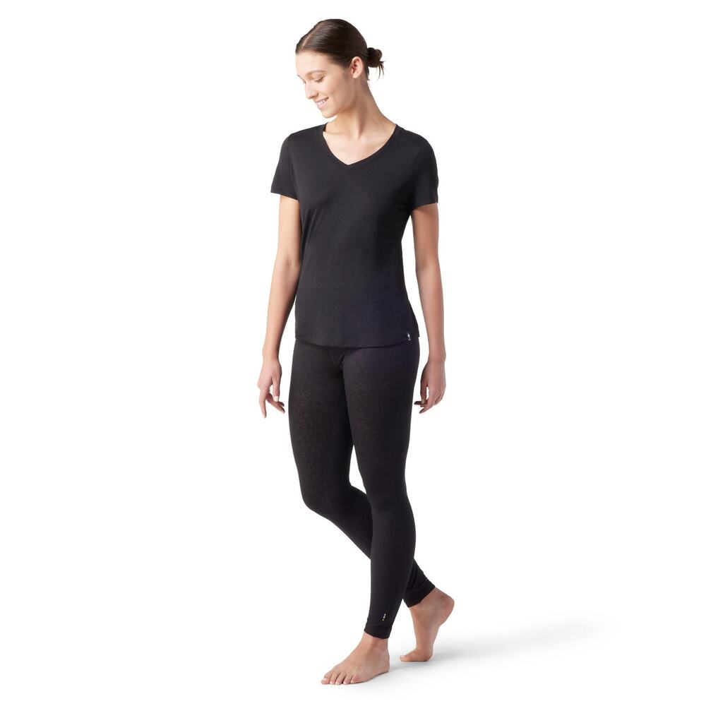 Smartwool Merino 150 Lace Black Merino Wool V-Neck Short Sleeve Tee Gorpcore
